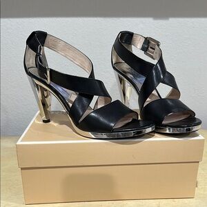 Michael Kors Black Strap Heel with Mirrored Heel/Trim